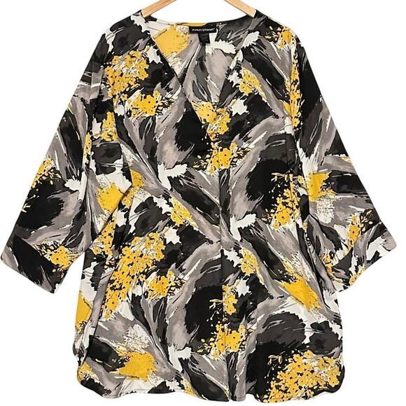 Ashley Stewart Abstract Popover Tunic Top Size 22/24 Professional Office Siren - Picture 1 of 8